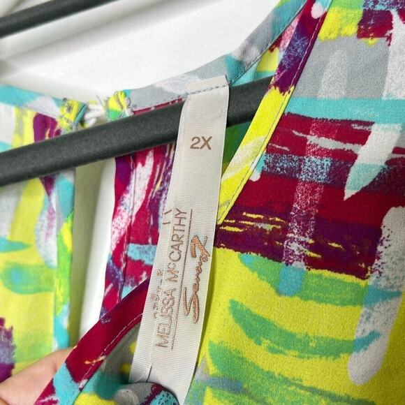 Melissa McCarthy Seven7 Sleeveless Abstract Print Dress Size 2X Plus Boho - Picture 5 of 10